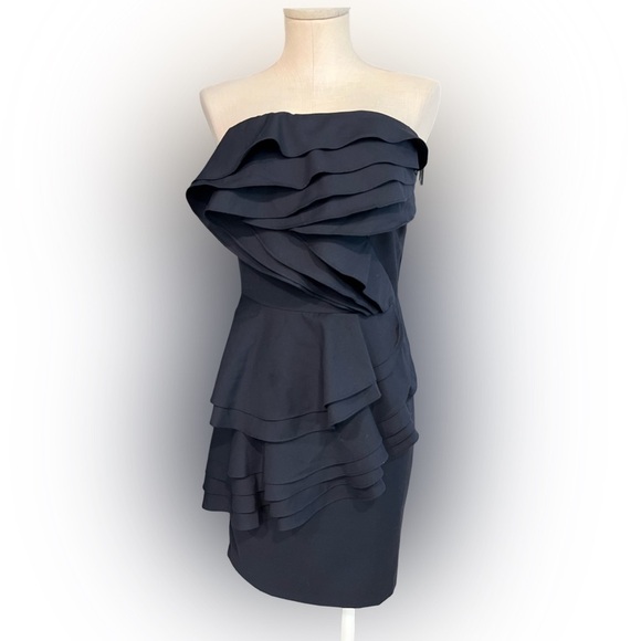 RENN navy strapless ruffled coctail dress - Picture 1 of 14